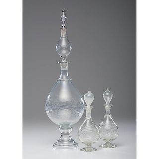 Etched Glass Apothecary Jars