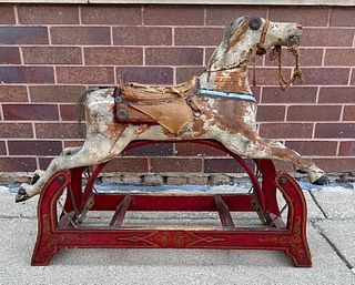 Antique Charging Rocking Horse 