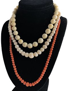 Orange and White Coral Necklaces 