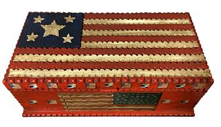 POPS CASEY Folk Art American Flag Box 