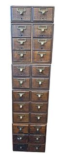 Antique Oak Stacking Library File Cabinets