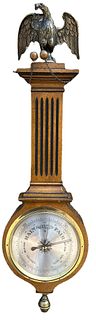 Stiffel Federal Style Carved Wood & Brass Barometer