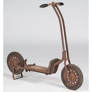Early Wooden Scooter with Metal Frame