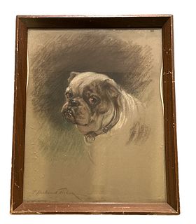 P HARLAND FISHER Painting of Pug Dog 