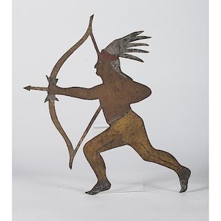 Folk Art Painted Tin Native American Figure