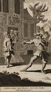 C. LUYKEN (1672-1708), on Quervedo's picaresque novel, Buscon in Combat,  1699,