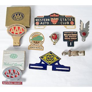 Early  AAA  License Plate Toppers and Trunk Lid Emblems