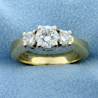 Three Stone 1 1/4ct TW Diamond Engagement or Anniversary Ring in 14k Yellow Gold