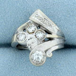 Vintage Hand Crafted 3/4ct TW Diamond Ring in 14k White Gold