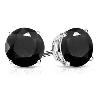8MM Round Cut Midnight Sapphire 4.8CTW Stud Earrings in Sterling Silver