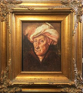 In the Style of Jan Van Eyck - Man with a Red Turban