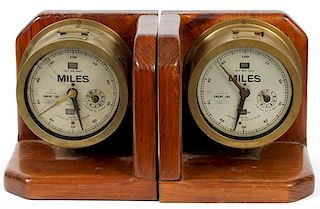 MILES BRASS ENGINE LOG BOOKENDS