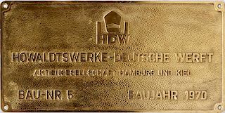 BRASS SHIP'S NAME PLATE 1970