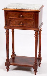 ROSEWOOD MARBLE TOP NIGHT STAND