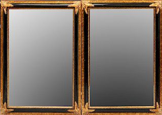 GILT WOOD & BLACK PAINTED FRAMED MIRRORS