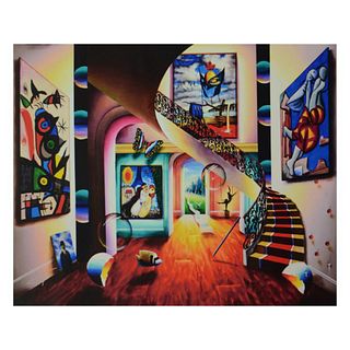 Ferjo, "Surreal Room with Masked Dali" Limited Edition on Canvas, Numbered and Signed with Letter of Authenticity.