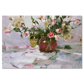 Dan Gerhartz, "Roses and Thistle" Limited Edition on Canvas, Numbered and Hand Signed with Letter of Authenticity.