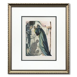 Salvador Dali- Original Color Woodcut on B.F.K. Rives Paper "Purgatory 14"
