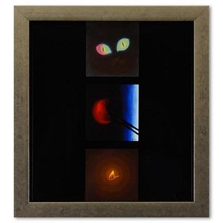 Victor Vasarely (1908-1997), "Etude De Lumiere - 2, Incandescence, Etude De Lumiere de la sÃ©rie Graphismes 1" Framed 1977 Heliogravure Print with Let