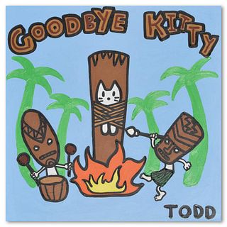 Todd Goldman, "Goodbye Kitty" Original Acrylic Painting on Gallery Wrapped Canvas (36" x 36"), Hand Signed with Letter of Authenticity.