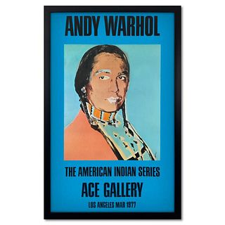 Andy Warhol (1928-1987), "The American Indian Series (Blue)" Framed Vintage Poster (33" x 51") from Ace Gallery (1977) with Letter of Authenticity.