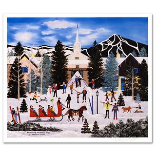 Jane Wooster Scott, "Embracing Winter's Joys" Limited Edition Lithograph, Numbered and Hand Signed with Letter of Authenticity.