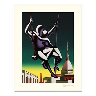 Mark Kostabi, "Above The World" Limited Edition Serigraph, Numbered and Hand Signed with Certificate.