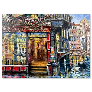 Vadik Suljakov, "Murano Reflections" Original Oil Painting on Canvas, Hand Signed with Letter of Authenticity.