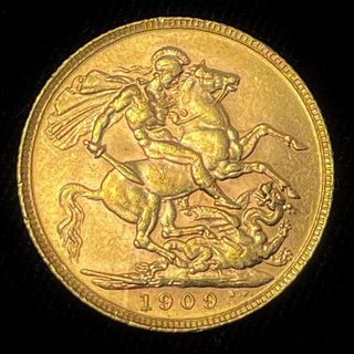 1909 Gold Half Sovereign King Edward VII .1176 ozt AGW 
