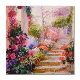 Pino (1939-2010), "Rose Garden Steps" Artist Embellished Limited Edition on Canvas, Numbered and Hand Signed with Certificate of Authenticity.