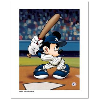 Mickey at the Plate (Yankees) Numbered Limited Edition Giclee licensed by Disney with Certificate of Authenticity.