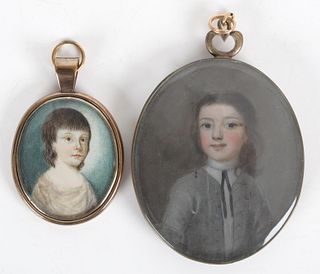 Two Portrait Miniatures of Children, 18th Century