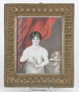 Portrait Miniature of a Young Girl with Fruit