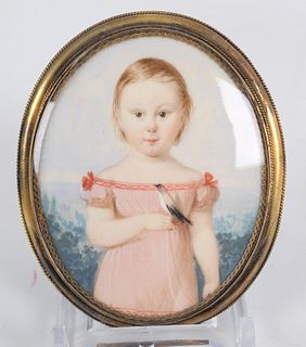 Portrait Miniature of a Young Boy with Goldfinch