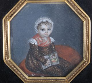 Portrait Miniature of a Girl with Alphabet Book
