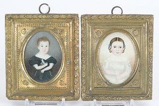 Two Portrait Miniatures of Children, Early 19th Century