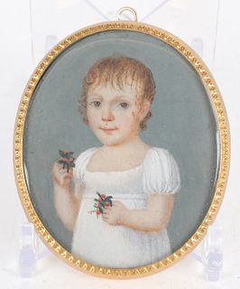 Portrait Miniature of a Young Girl, 19th Century