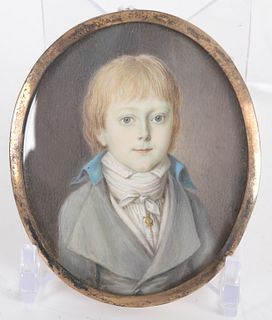 Portrait Miniature of a Young Boy, 19th Century