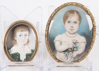 Two Portrait Miniatures of Young Children