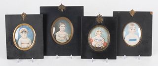 Four Portrait Miniatures of Children, 19th Century