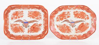 Two Orange Fitzhugh Chinese Trays