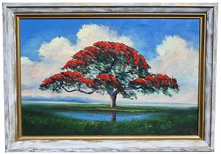 Roy A McLendon (B. 1932) "Poinciana Tree" 24 x 36