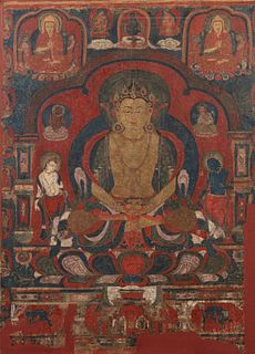 Rare 15th C. Western Tibetan Thangka, Amitayus