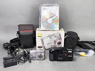 NIKON COOLPIX & RICOH SHOTMASTER CAMERAS WITH CASES