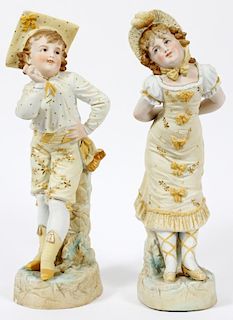 HAND PAINTED BISQUE FIGURES PAIR