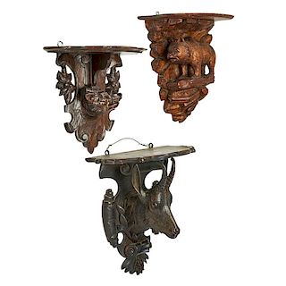 BLACK FOREST STYLE CARVED WALL BRACKETS