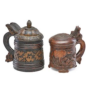 TWO TREENWARE STEINS
