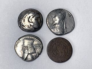 ANTIQUE GREEK AND EAST INDIES CURRENCY COINS