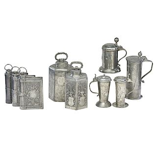 GROUPING OF PEWTER VESSELS