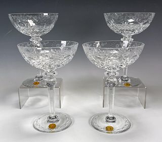 FOUR CRYSTAL CHAMPAGNE GLASSES